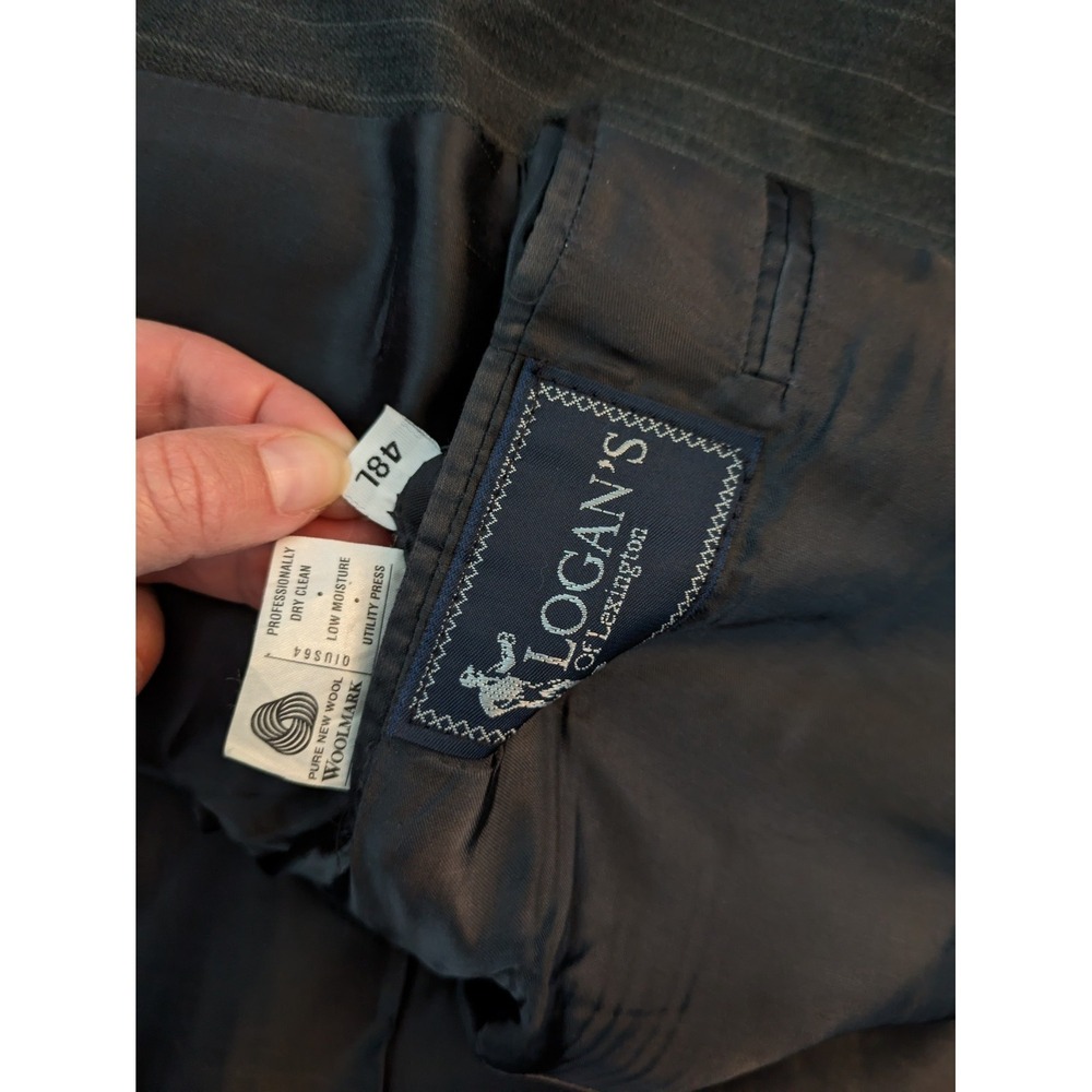 Burberry London Mens Wool Blazer 48L Dark Gray Stripe Two-Button Suit Jacket - Picture 5 of 7
